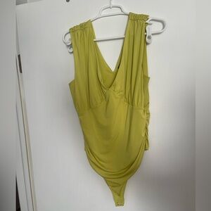 Lime green/yellow express body contour bodysuit. L